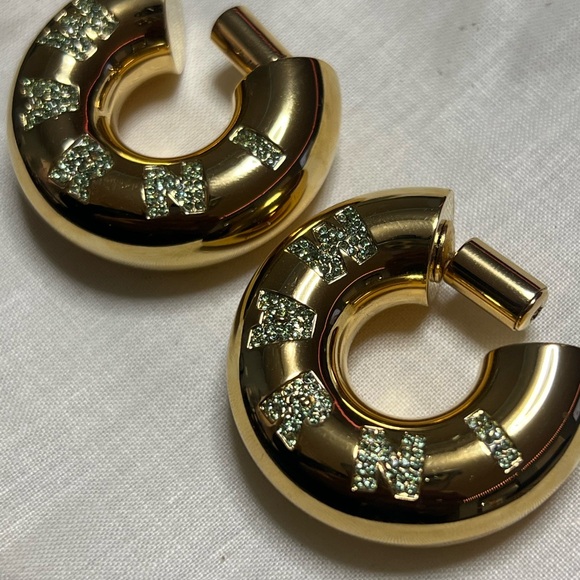 Marni Jewelry - MARNI Gold Logo Hoop Earrings w/Green Stones - Box, Dust Bag, & Tag- Retail $935